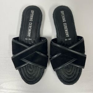 Opening Ceremony Black Suede Alixx Espadrille Slides‎ 37 7